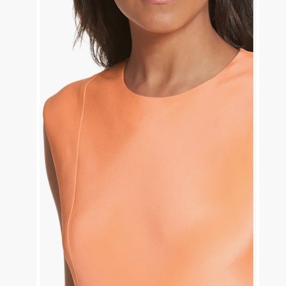 Tibi Open Back Bias Cut Sleeveless Silk Dress Apricot Orange S118SL1085 Size 0 - Picture 4 of 15